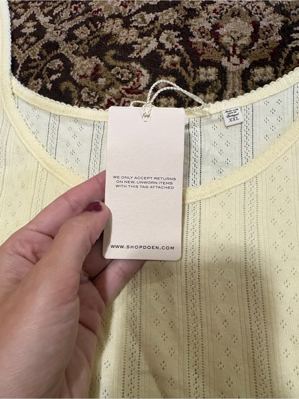 NWT Doen Shae tank in pointelle creme citron - Picture 5 of 8